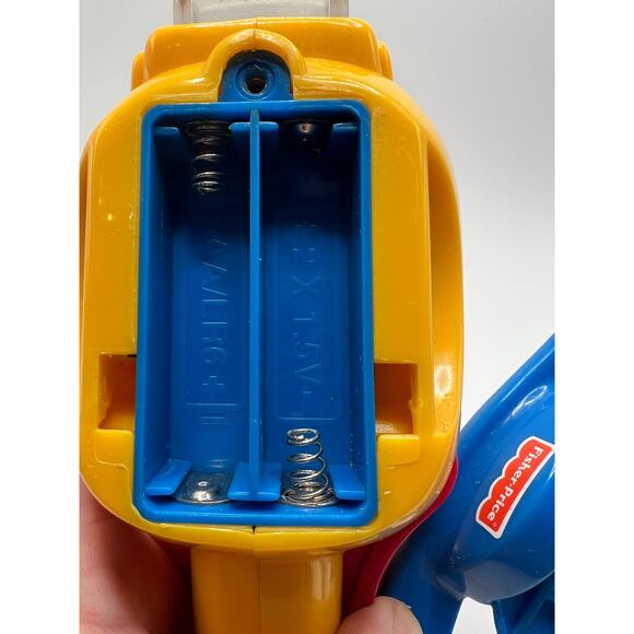 Vintage Fisher-Price Little People Pilot 2009 Yellow Blue Helicopter 2001 Works - Picture 10 of 13